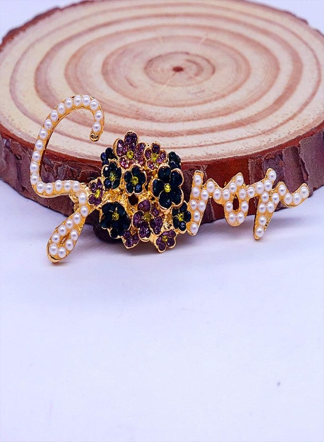 HUSURU Pearl Violet Flower DST Soror Pin Golden Greek Letters Sorority Lady Brooch Jewelry For Gifts - Image 4
